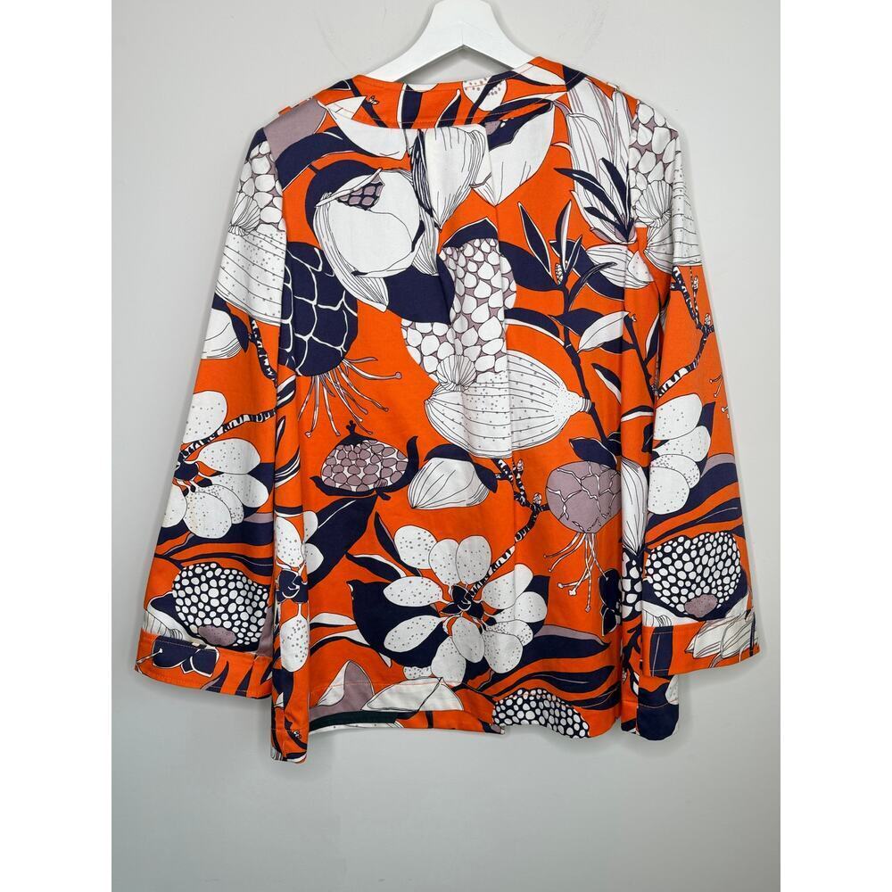 J. Crew Floral Long Sleeve Button Front Shirt Jacket White Orange Women's Size 6 - Picture 7 of 11